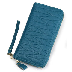 RFID Women's Handbag Long Organ Wallet Solid Large Capacity Leather Zipper Bag