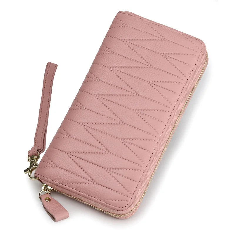RFID Women's Handbag Long Organ Wallet Solid Large Capacity Leather Zipper Bag