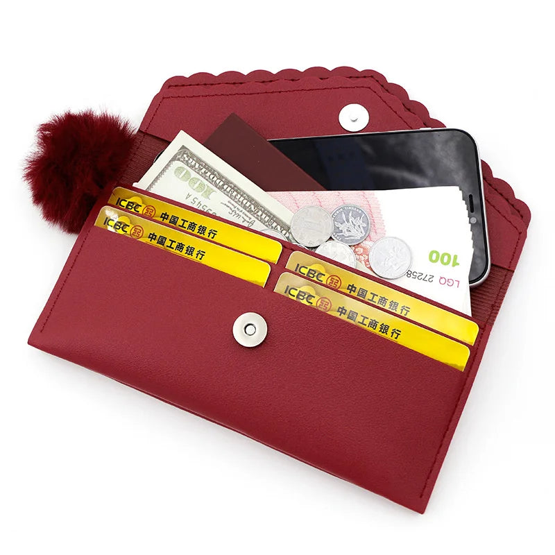 Women's Lace Double Cap Embroidery Long Wallet