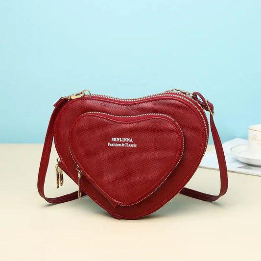 Heart Shape Crossbody Shoulder Bag Large Capacity PU Handbag
