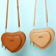 Heart Shape Crossbody Shoulder Bag Large Capacity PU Handbag