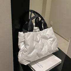 Women's Portable Underarm Bag Bright Down Cotton Filled Tote Bag