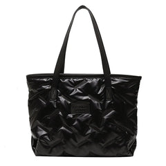 Women's Portable Underarm Bag Bright Down Cotton Filled Tote Bag