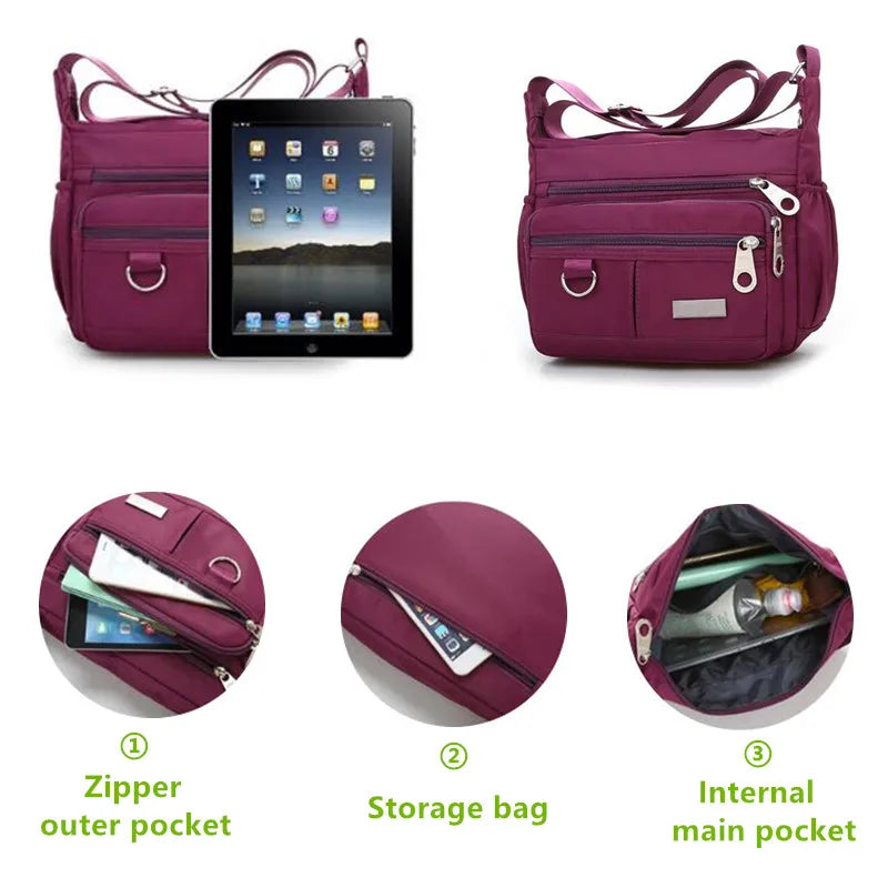 Waterproof Nylon Shoulder Bag Large Capacity Handbag
