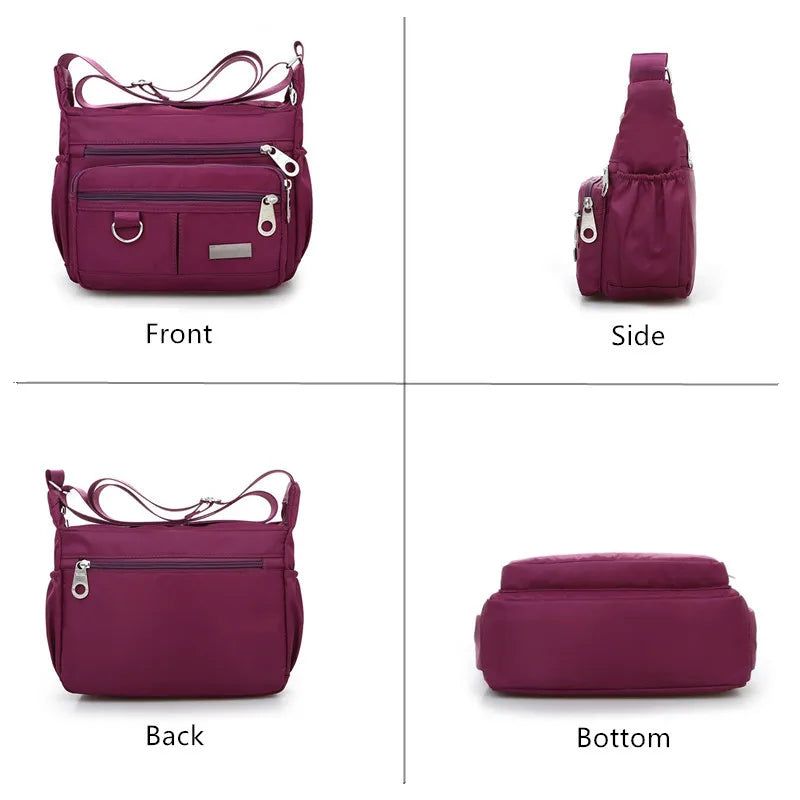 Women's Waterproof Nylon Messenger Bag Large Capacity Handbag