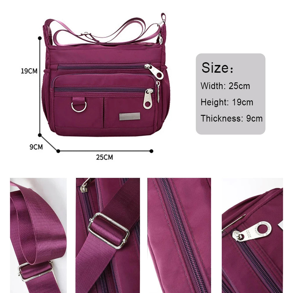 Women's Waterproof Nylon Messenger Bag Large Capacity Handbag