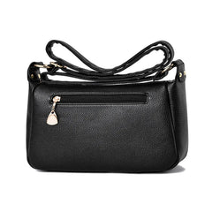 Women's Embroidery Thread Shoulder Messenger Bag Soft Leather Multi-layer Bag