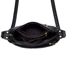 Women's Embroidery Thread Shoulder Messenger Bag Soft Leather Multi-layer Bag