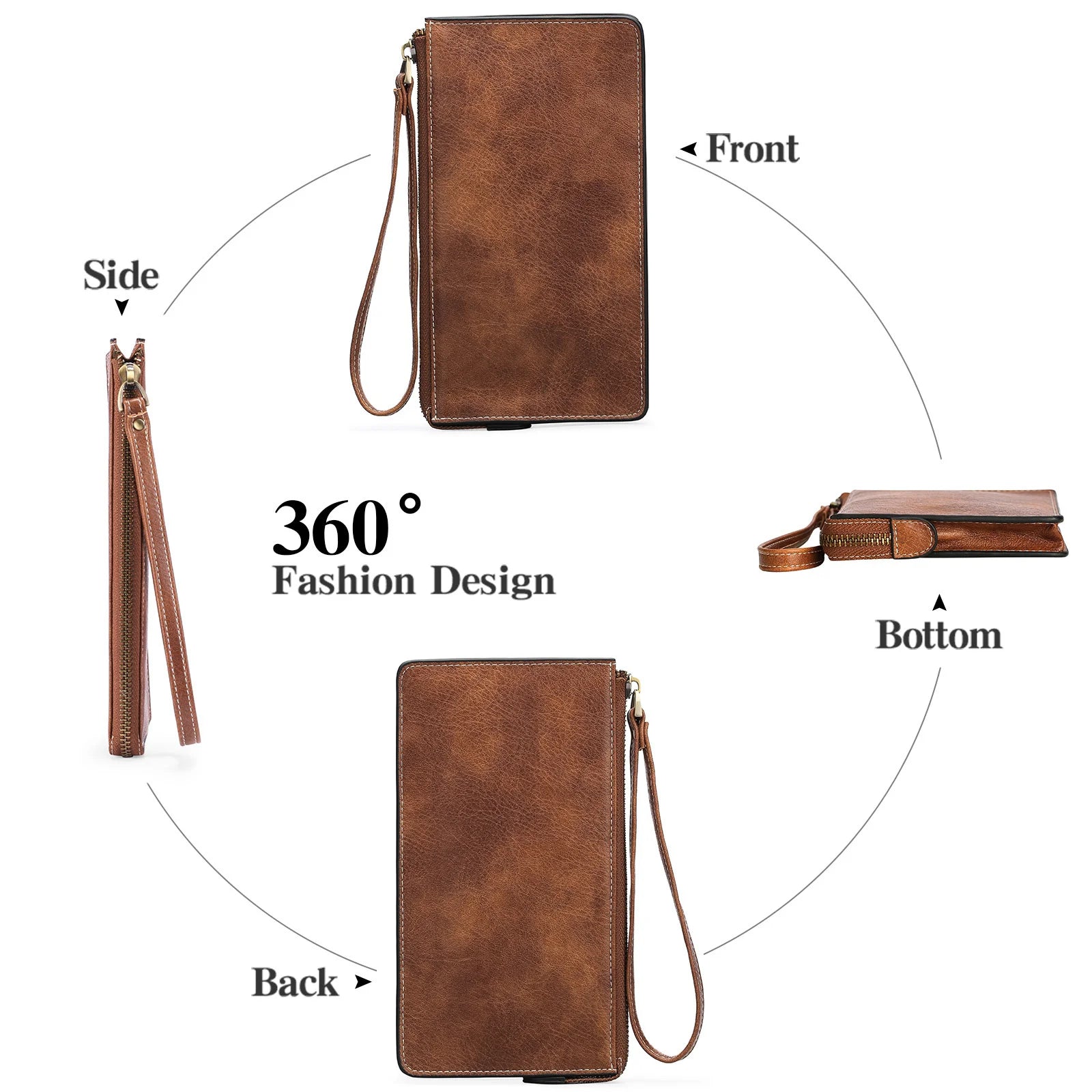 Women's Leather Handbag Wallet - Large Capacity Mobile Phone Bag