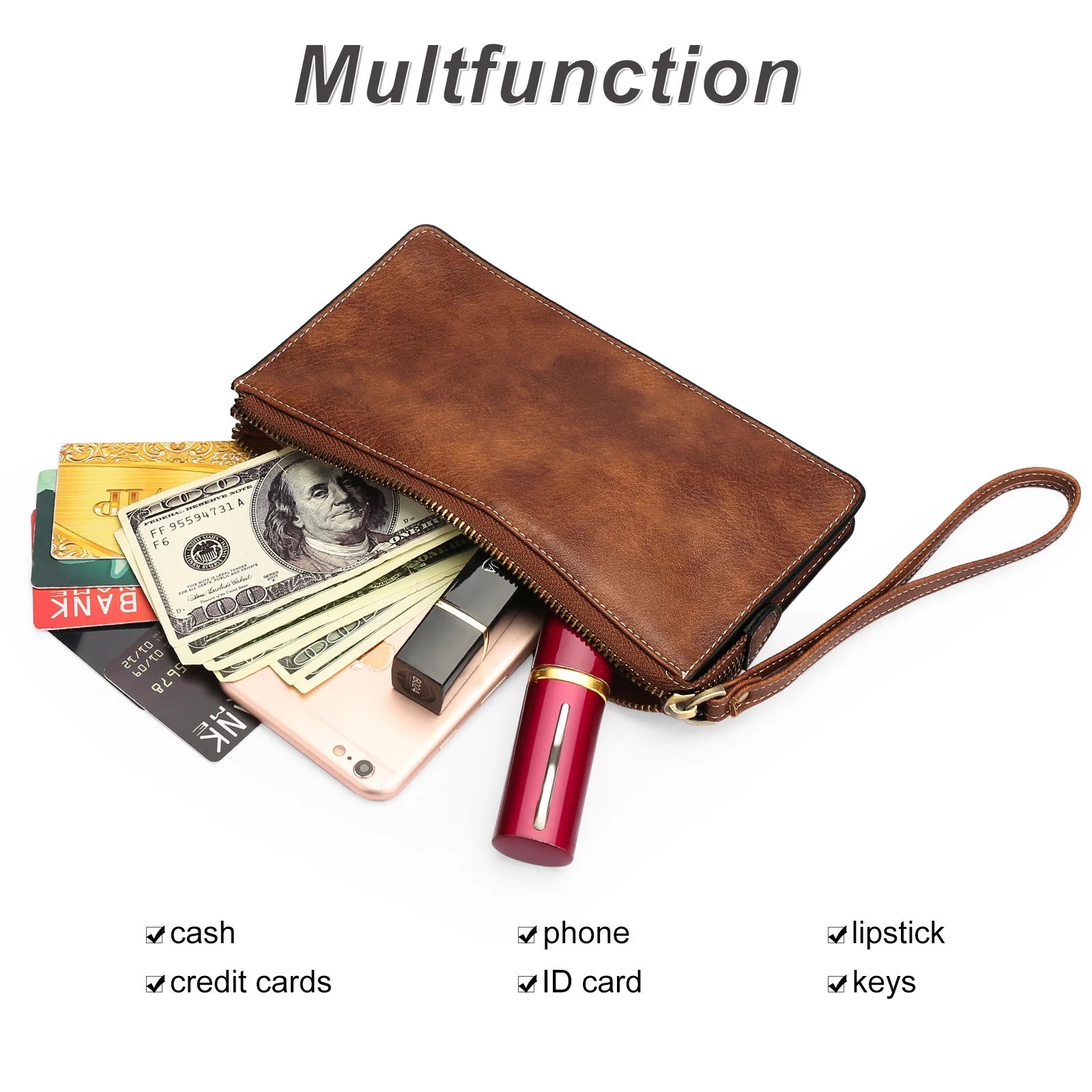 Women's Leather Handbag Wallet - Large Capacity Mobile Phone Bag