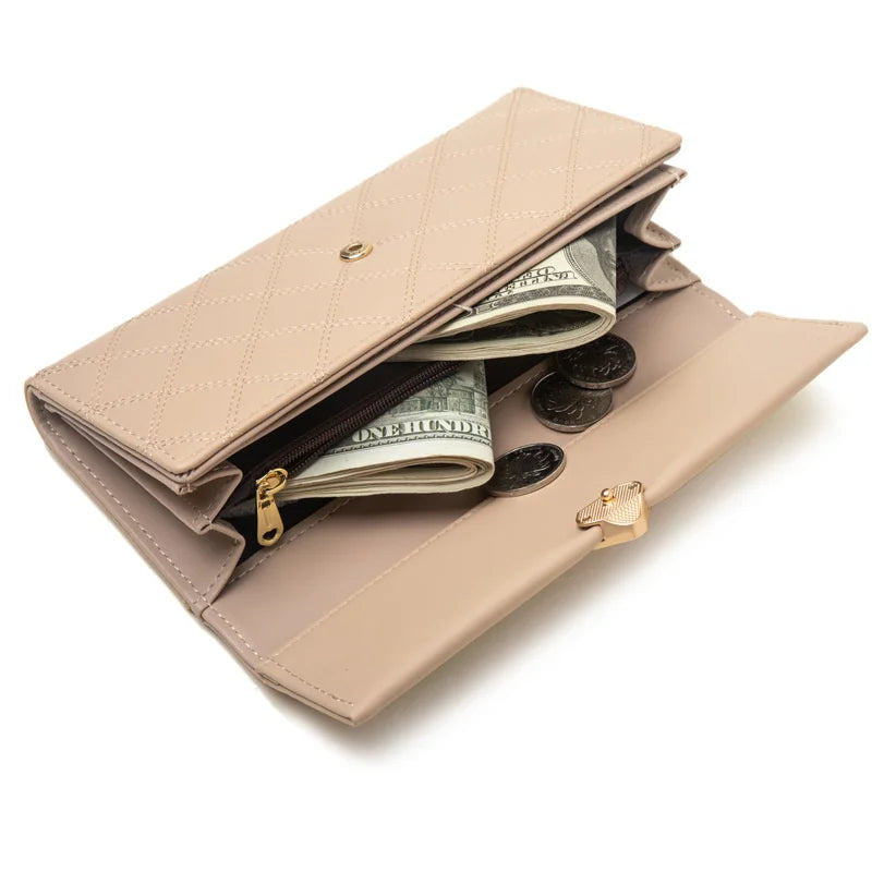 Women's Long Buckle Handbag PU Wallet Bag