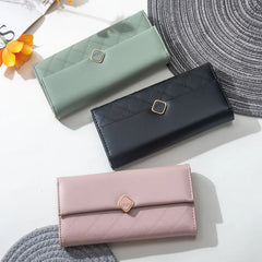 Women's Long Buckle Handbag PU Wallet Bag