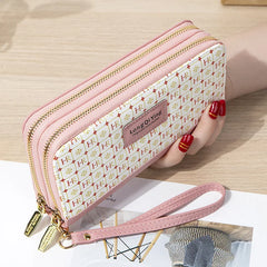 Women's Long Double Zip Clutch Bag Students' Purse