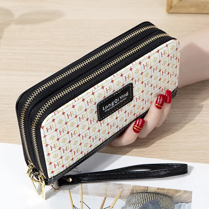 Women's Long Double Zip Clutch Bag Students' Purse