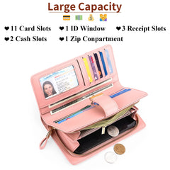 Long Zipper Wallet Contrast PU Leather Large Capacity Handbag