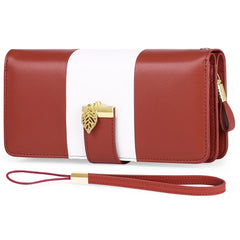 Long Zipper Wallet Contrast PU Leather Large Capacity Handbag