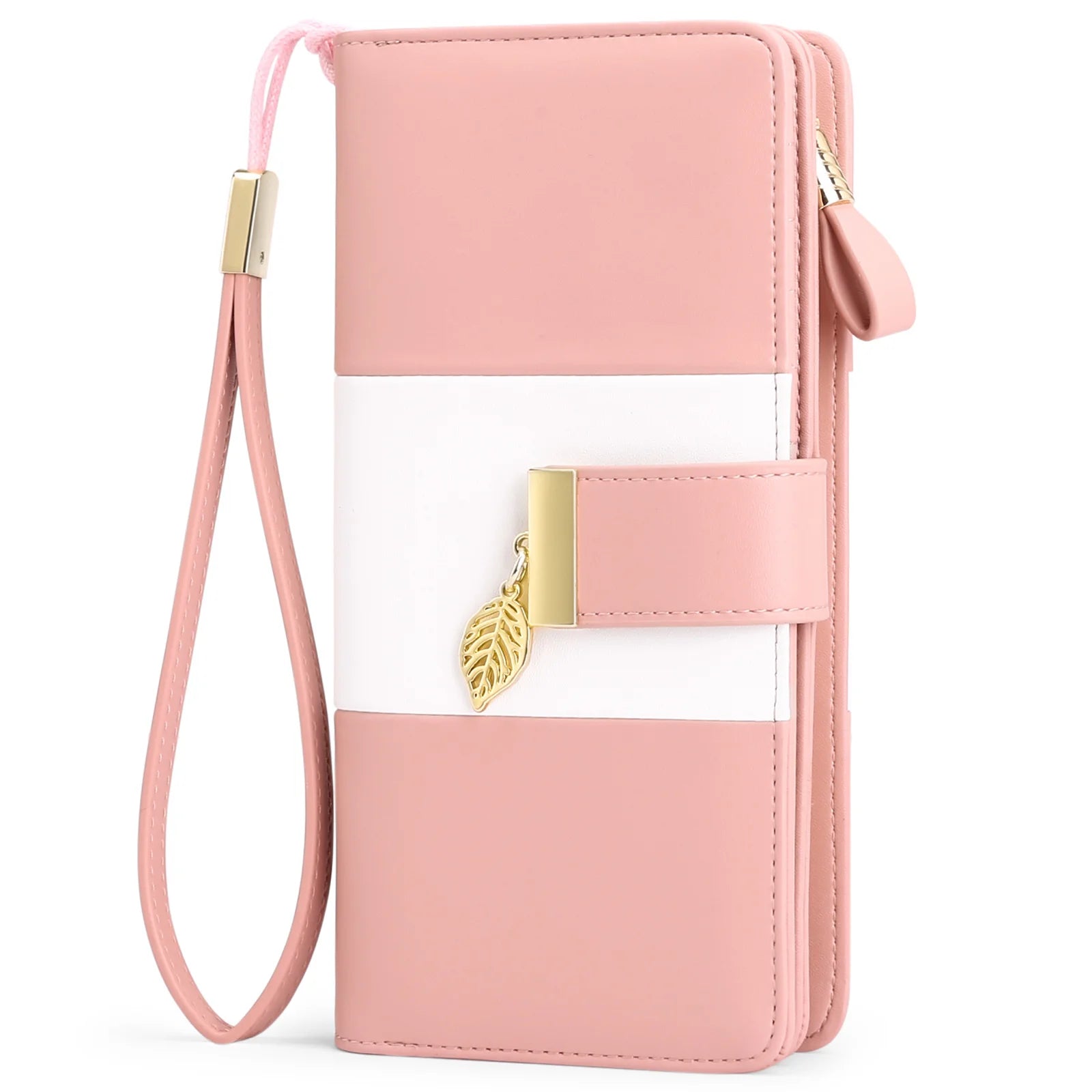 Long Zipper Wallet Contrast PU Leather Large Capacity Handbag