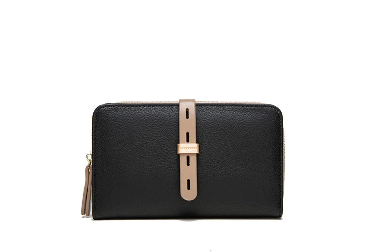 Women's Zip Long Wallet Buckle Bag Zero Wallet PU Frosted Vertical