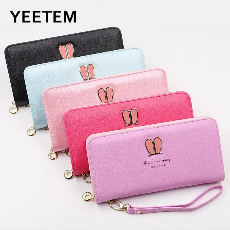 Women's Wallet Long Zipper Handbag Rabbit Ear Japanese Wallet Spot