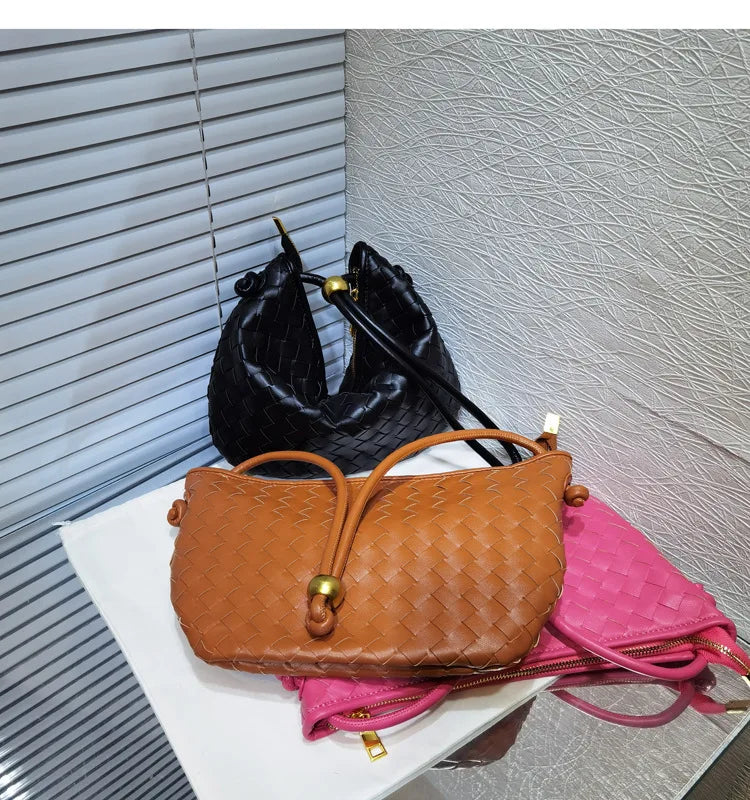 Women's Woven Bag Messenger Bag Metal Ball Cloud Dumpling Bag BM133