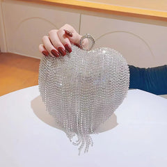 Crystal Evening Clutch Purse With Tassel Point Glitter