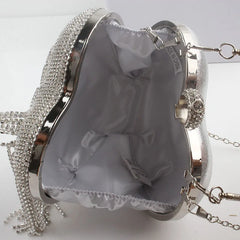 Crystal Evening Clutch Purse With Tassel Point Glitter