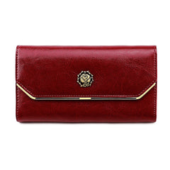 Cow Leather Zipper Clutch Wallet for Women