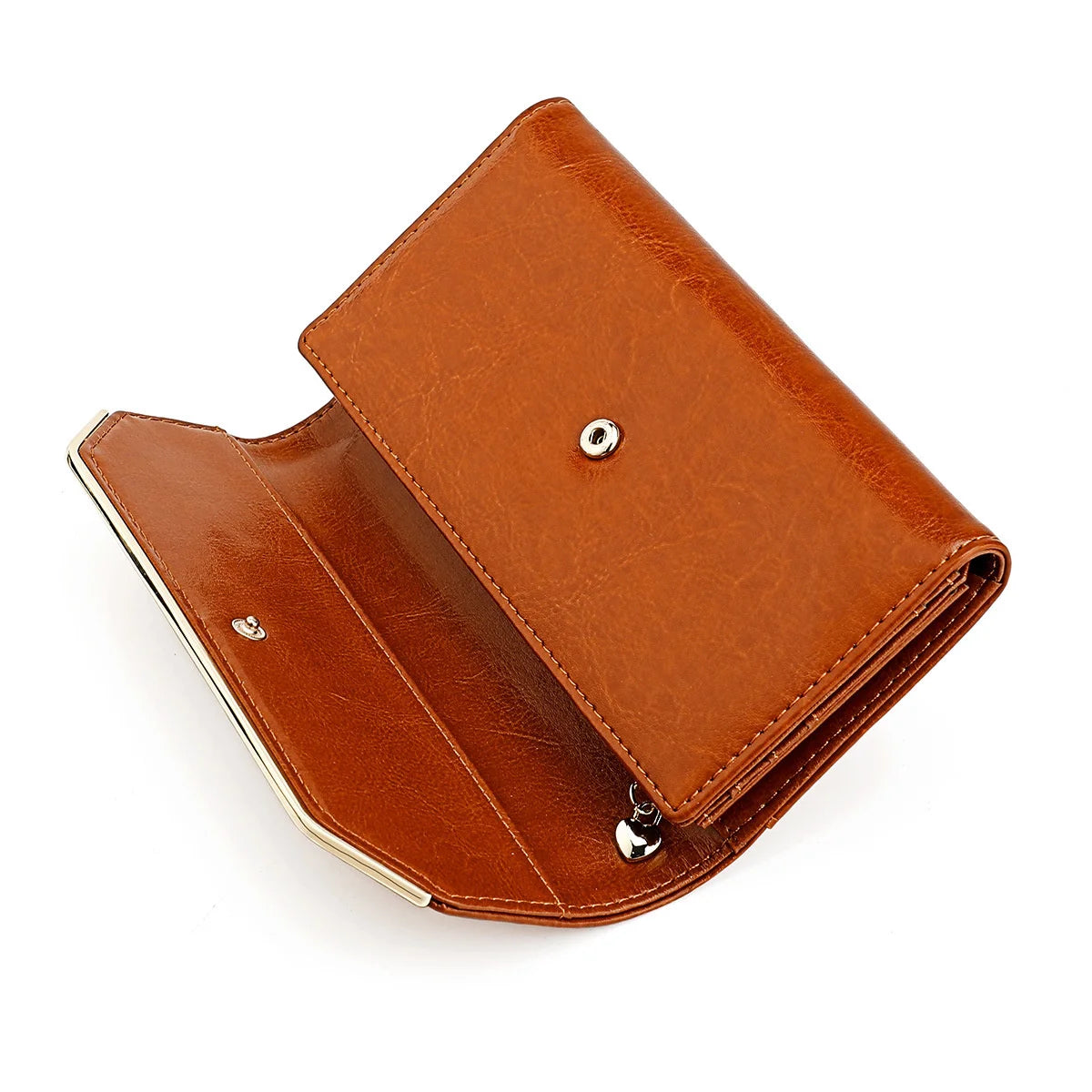 Cow Leather Zipper Clutch Wallet for Women