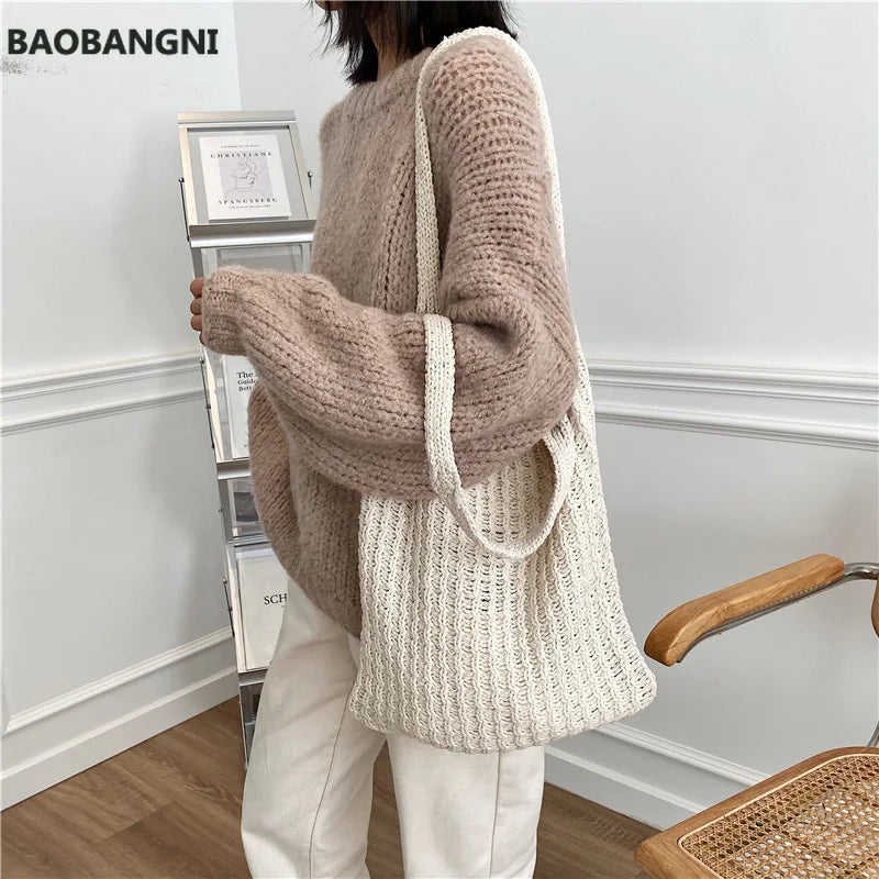 Vintage Wool Shoulder Bag for Women