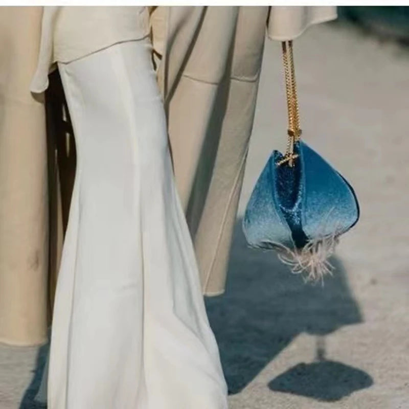 Velvet Cloth Stitching Luscion Lantern Flower Draw Rope Bucket Bag
