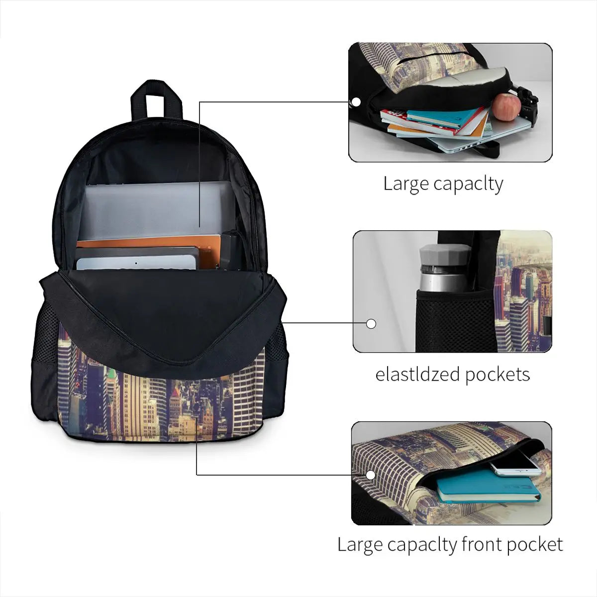 York City Backpack Men's Women's School Rucksack Bag Boy