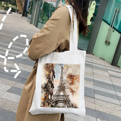 Watercolor Women Girl Canvas Shoulder Handbag Tote Eco Shopper Shopping Bags