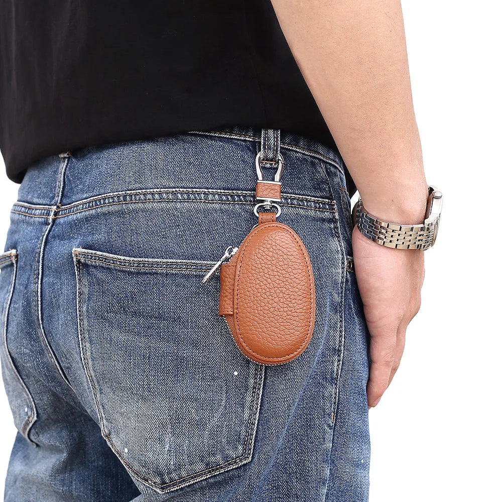 Leather Zipper Car Key Wallet Organizer Holder
