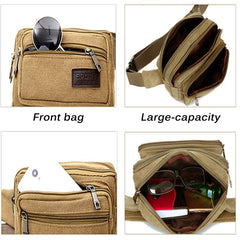 Canvas Men Waist Bag Zipper Pocket Outdoor Sports Pack