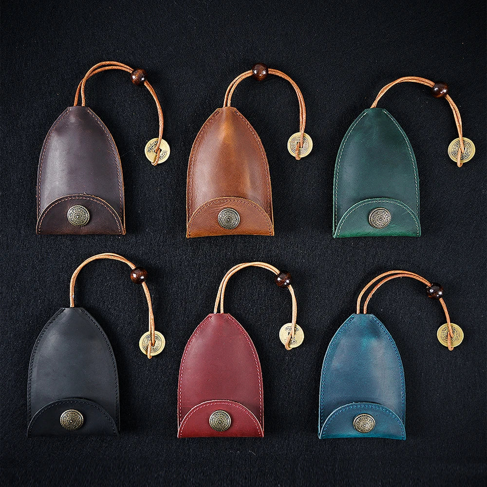 Vintage Leather Car Key Holder Housekeeper Hook Ring Organizer