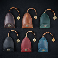 Vintage Leather Car Key Holder Housekeeper Hook Ring Organizer