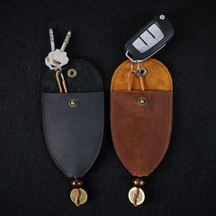 Vintage Leather Car Key Holder Housekeeper Hook Ring Organizer