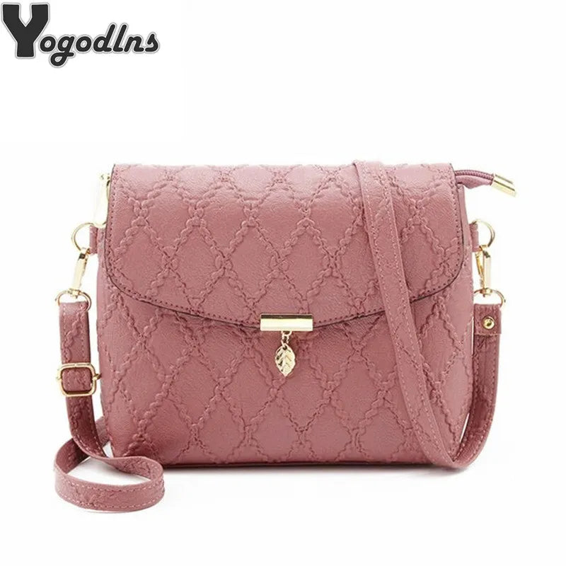 Pink Quilted Messenger Bag for Women