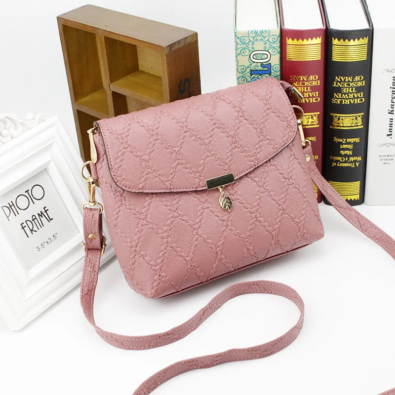 Pink Quilted Messenger Bag for Women