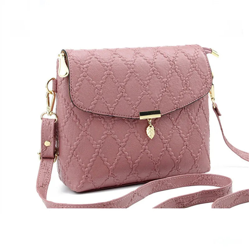 Pink Quilted Messenger Bag for Women