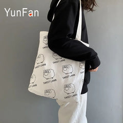 Art Lamb Canvas School Bag Lightweight Women's Handbag