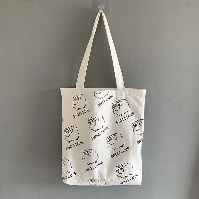 Art Lamb Canvas School Bag Lightweight Women's Handbag