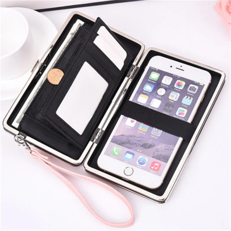 Litchi Pattern Wallet Phone Money Bag Women's Long Wallet