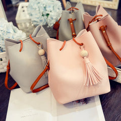 Tassel Bucket Bag Autumn Style One Shoulder Messenger Bag