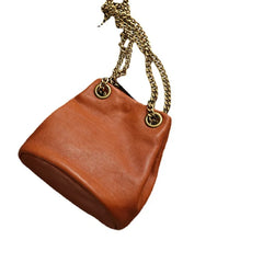Retro Women's Messenger Bag Chain Tassel Leather Bucket Bag