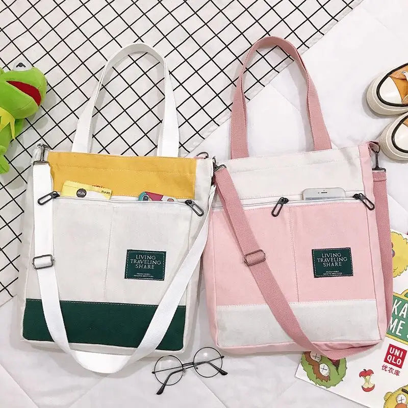 Canvas Women's Shoulder Bag Diagonal Bag Multi-function Large Capacity