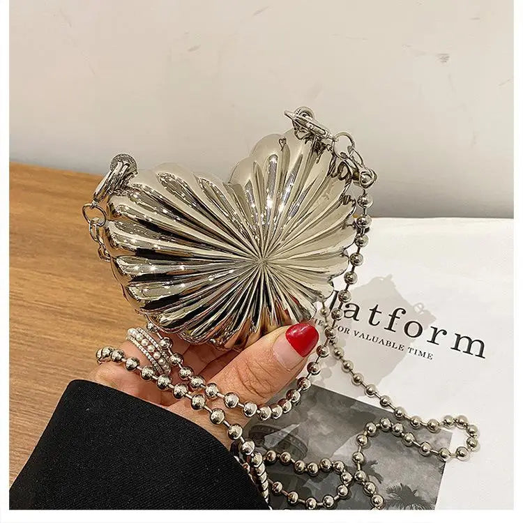 Love Crossbody Tanabata Gift Silver Heart Shape Shoulder Bag