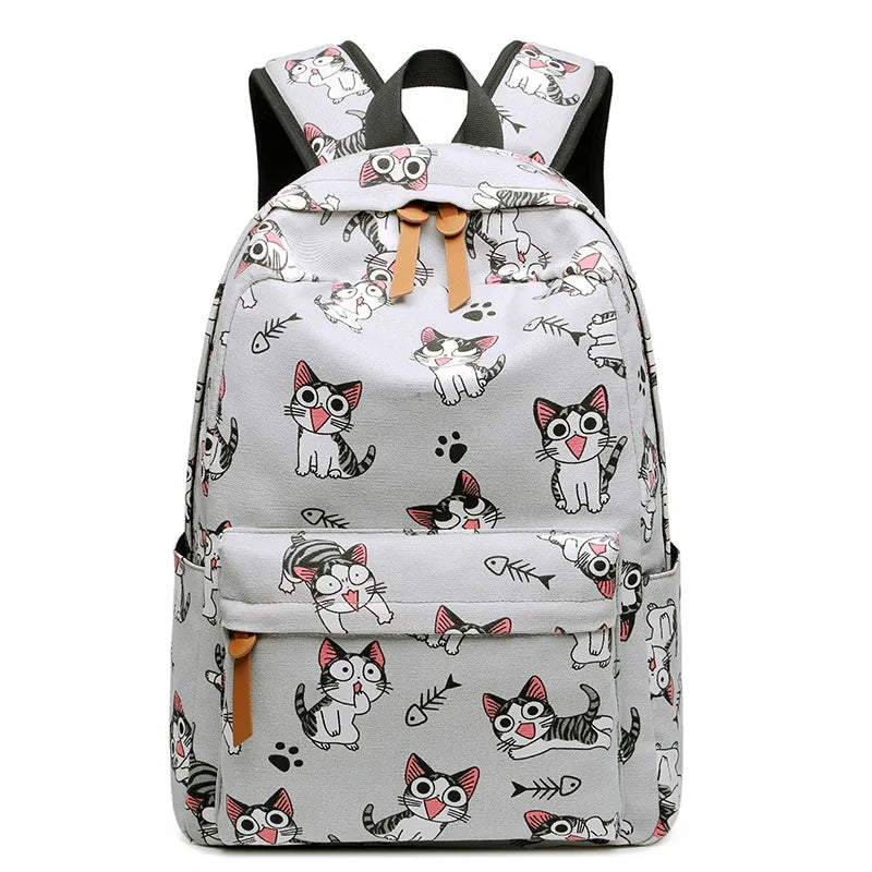 Cat Print School Backpack for Girls - Laptop Backpack for Teens