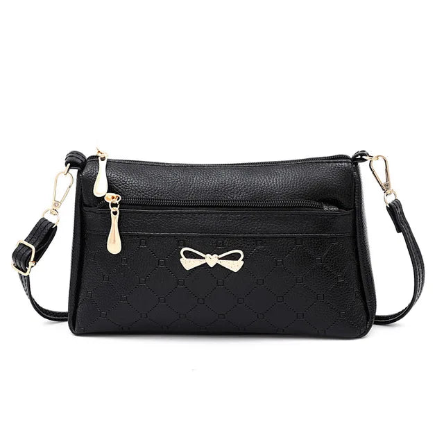 Diagonal PU Lychee Shoulder Crossbody Bag Multi-layer Casual Lady Bag