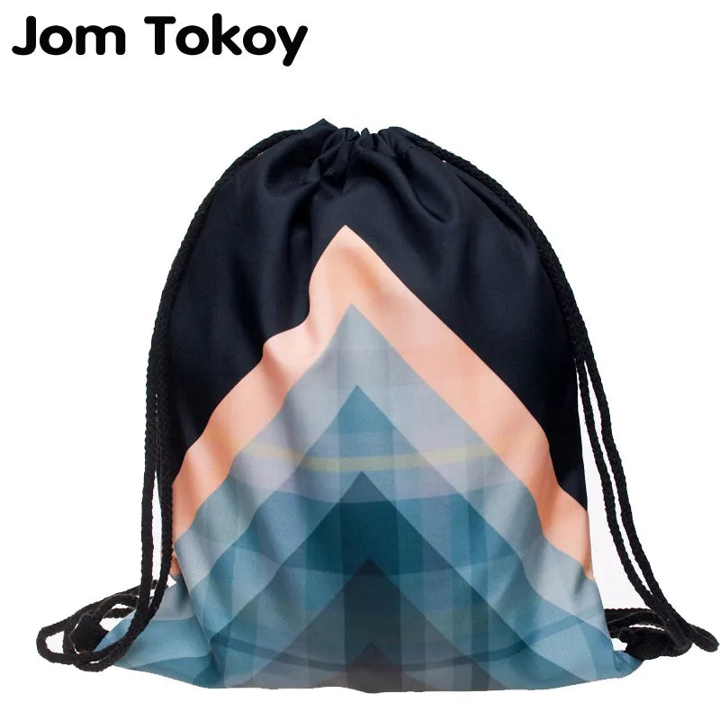 Women Geometric Patterns Drawstring Backpack 3D Printing Softback Bag